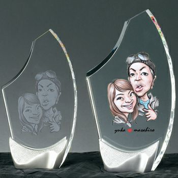 似顔絵記念品セミオーダートロフィーJW-SHD-7089-nigaoe