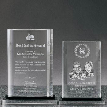 似顔絵記念品セミオーダートロフィーJW-SHD-7087-nigaoe