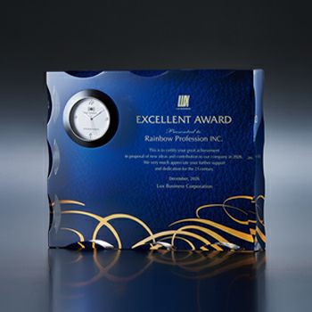 クリスタル製の時計付きセミオーダー記念品